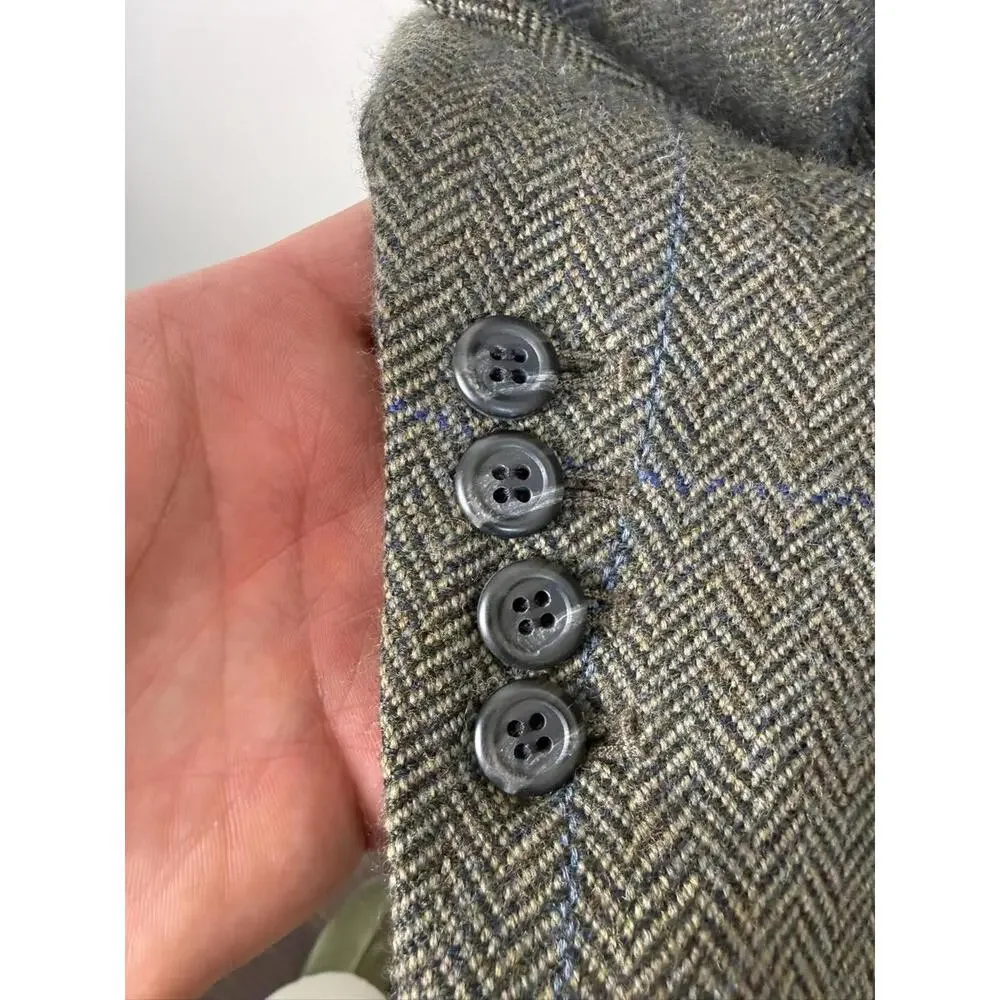 J.Crew‎ Wool Herringbone Blazer Jacket Green Surgeon Cuff Small